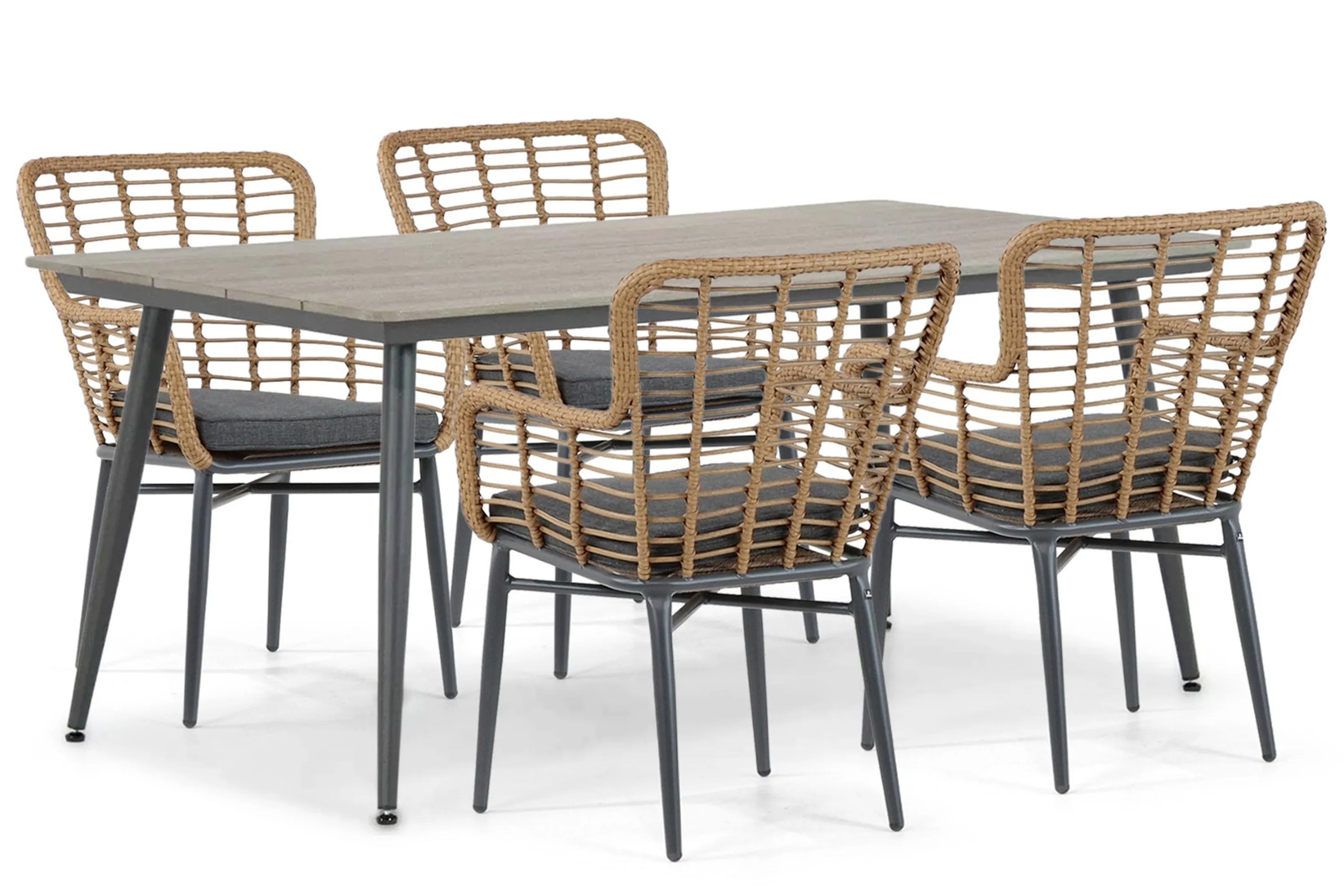 De Laan Projects Toledo/Matale 5-delige dining tuinset, 180 cm, grijs