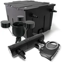 Wiltec, Brunnen + Gartenteich, Set: Teichfilter 60000l 36W UVC Klärer 80W Pumpe Skimmer 586
