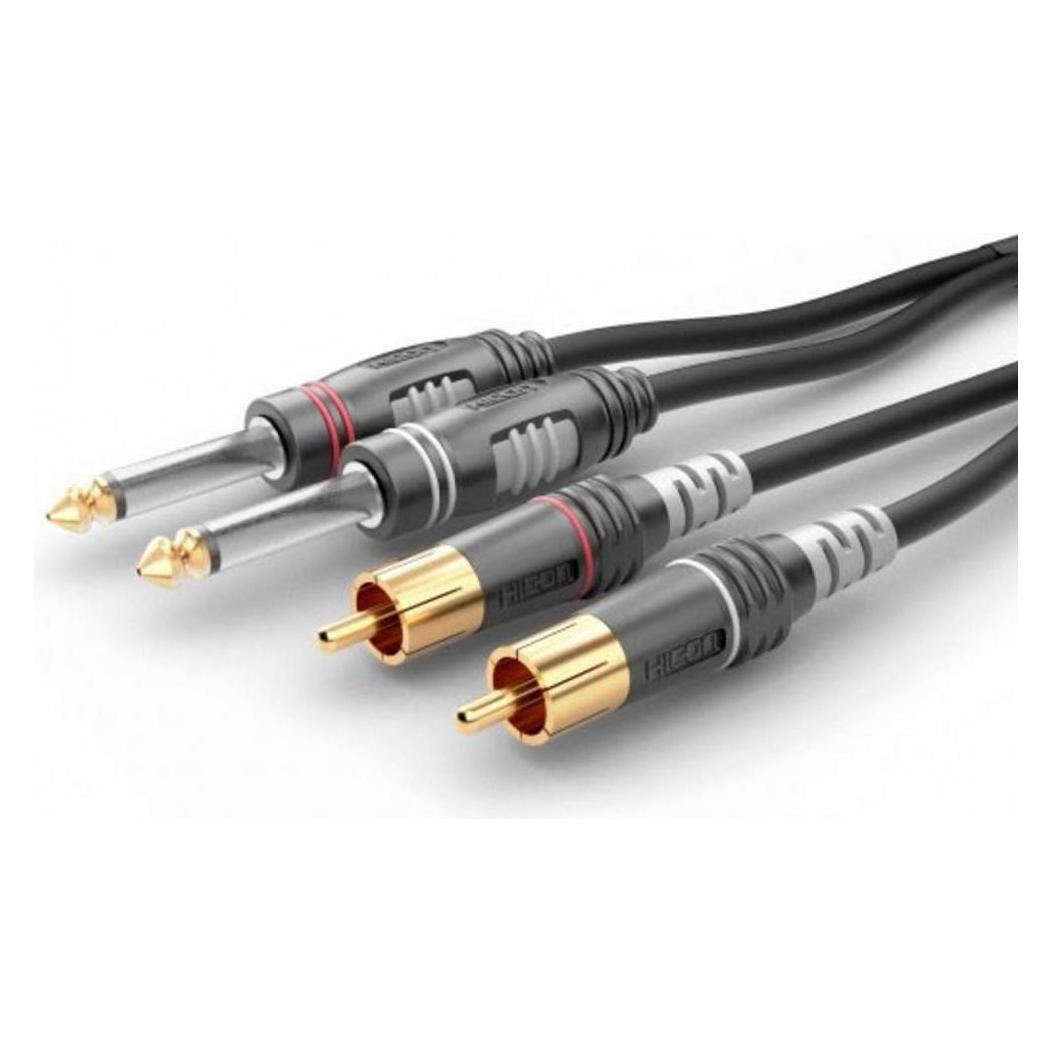 Hicon Audio Anschlusskabel (3 m, 6.3mm Klinkenkabel, Cinch Kabel) (HBA-62C2-0300)