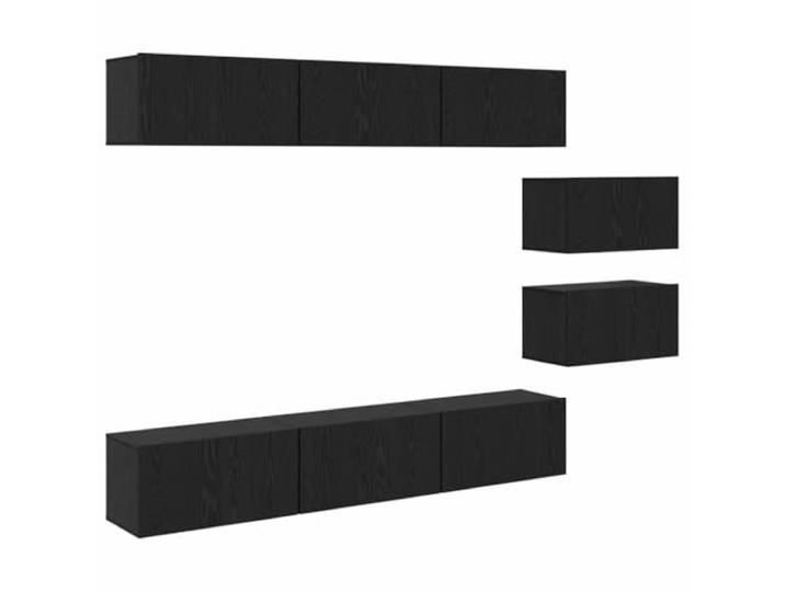 GKHPYURE Set TV-Schrank Wand Eiche Schwarz 60 x 30 x 35 cm Holz Mit Scharniertür, integrierte Regale, Wandmontage, einfache Reinigung mit feuchtem Tuch
