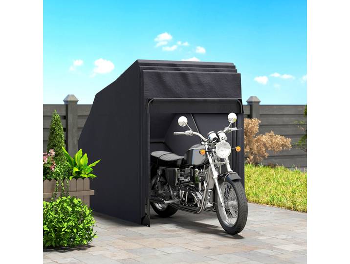 Outsunny Abri Moto Extérieur Tissu Oxford Noir 345x135x191 cm