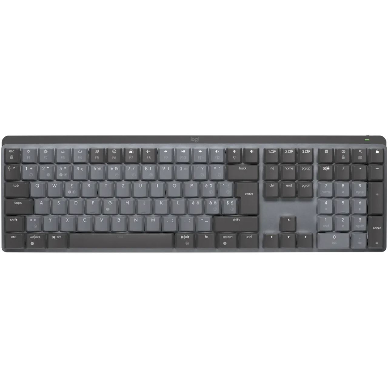 Logitech MX Mechanical Wireless Illuminated Performance Keyboard -(CH) - 2,4GHZ/BT - N/A - CENTRAL - TACTILE grau