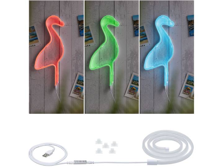 PAULMANN LED Stripe Neon Colorflex USB Strip 1m 5W RGB mit USB-Anschluss , weiß, Flammen 1 Stk., Gesamtlänge 1,9m, Lichterketten, LED Stripe
