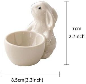 Uplift Essentials Handcrafted Ceramic Rabbit Egg Cup & Desktop Ornament white
