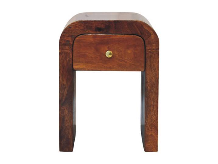 Artisan Furniture Darcy Nachttisch mit abgerundeten Kanten, 1 Schublade, Braun, Mangoholz, Echtholz,Mangoholz, Holz Optik, Rechteckig,Quadratisch, Bodenplatte, 30x40x30 cm, Schlafzimmer, Nachttische