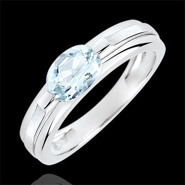 Edenly Verlobungsring Triumph Variation - 0.65 Karat Aquamarin - 18 Karat WeiÃŸ