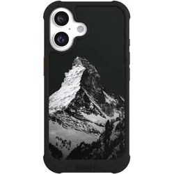 Nivocase Hülle für Apple iPhone 16 Stossfeste Handyhülle NIVOmax Case Schwarz Alpspitze Berg Schnee (Apple iPhone 16), Smartphone Hülle, Schwarz