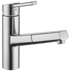 KWC Hebelmischer LUNA E Auszugauslauf, A225, Niederdruck, Edelstahl 10445113700FL