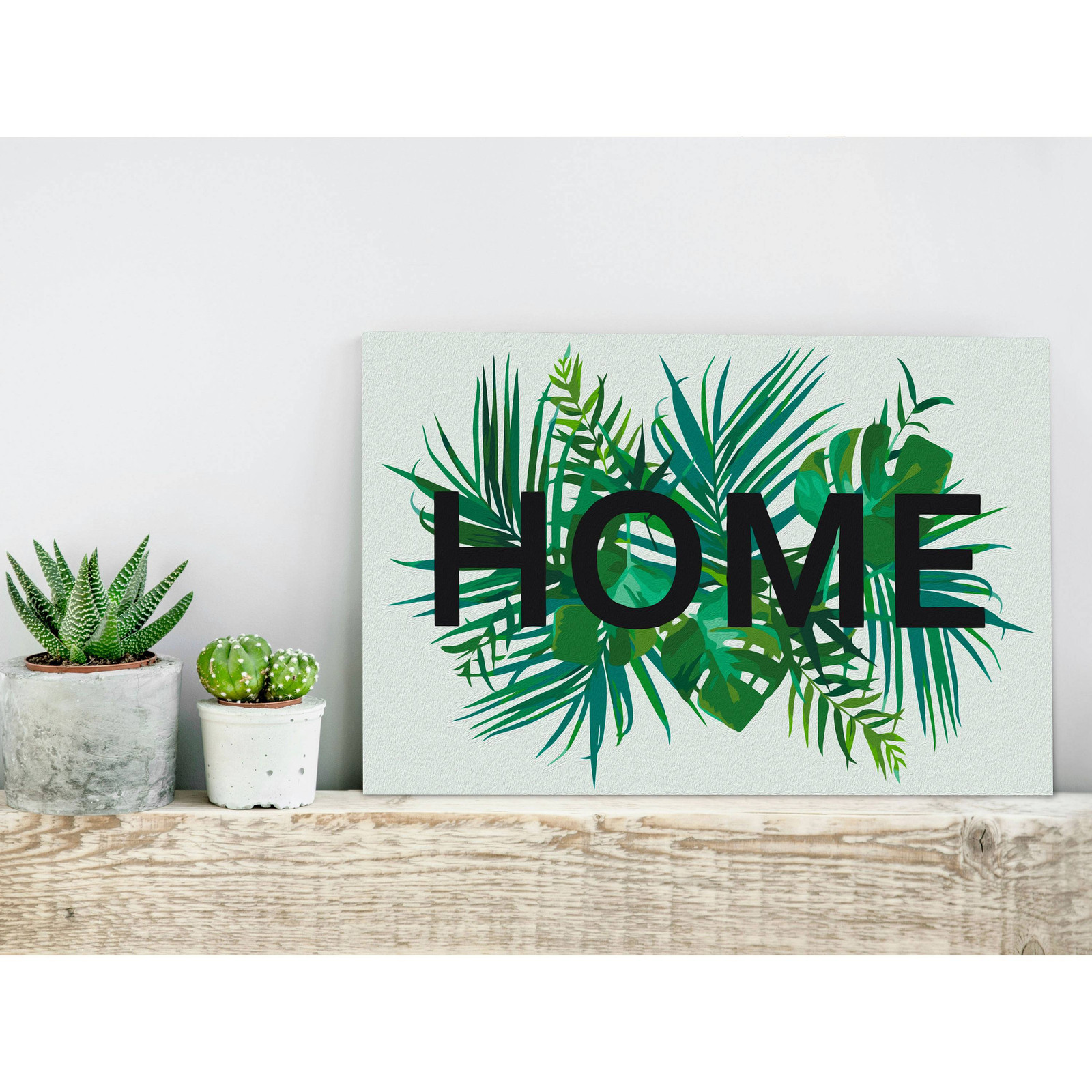 home24 Schilderen op Nummer Home on the Leaves linnen groen 40 x 50 x 3 cm