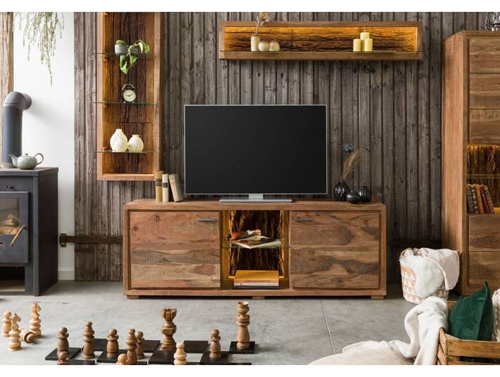 BARK meuble TV #111 175x40x63 bois d'acacia laqué (bois naturel)