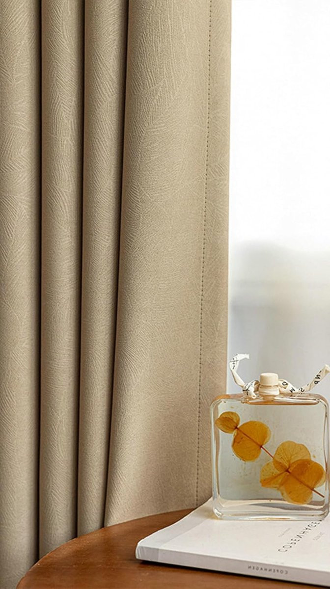 Thermo Verduisteringsgordijnen Beige Kaki - Blokkeert 90% Zonlicht - 107 x 115 cm