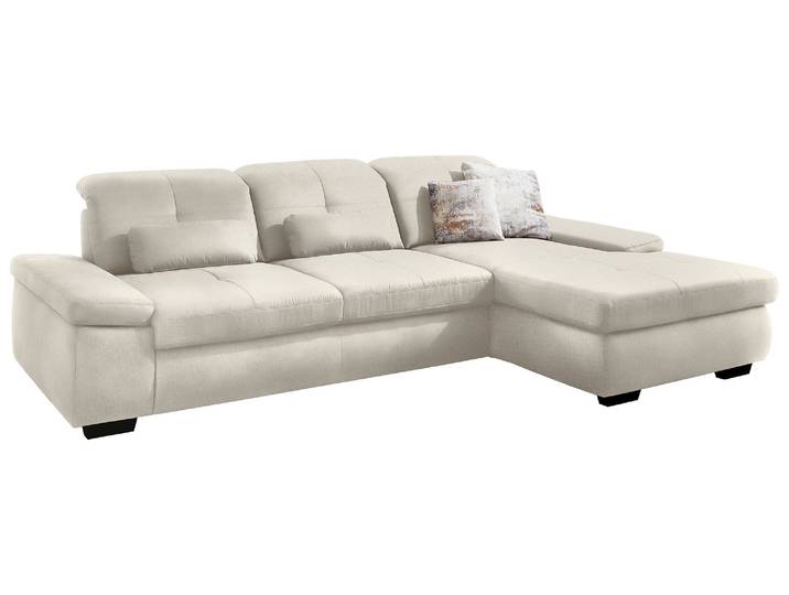 Ecksofa, Chenille, Beige, 309×195 cm, Sitztiefenverstellung, L-Form, DIE PLANBAR