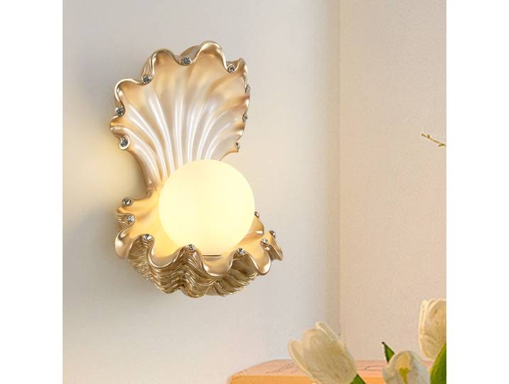 Luxe perle coquille résine verre blanc appliques moderne Aquarium Restaurant applique nordique chambre d'enfants décor LED lumières