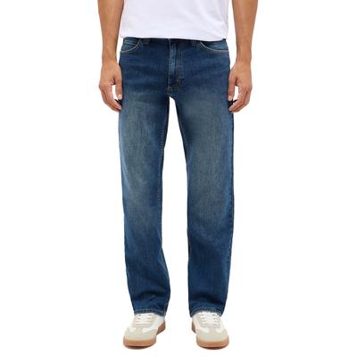 Straight-Jeans MUSTANG "Herren Style Tramper Straight", Herren, Gr. 34, Länge 34, blau (771 mittelblau), Denim/Jeans, 99% Baumwolle, 1% Elasthan, unifarben, straight fit, Jeans Straight-Jeans