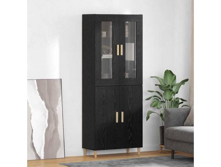 Moderne Haut Armoire - Commode/Buffet Haut contemporain - Montage mural 2 pcs Chêne noir Bois d'ingénierie@FR(274474）