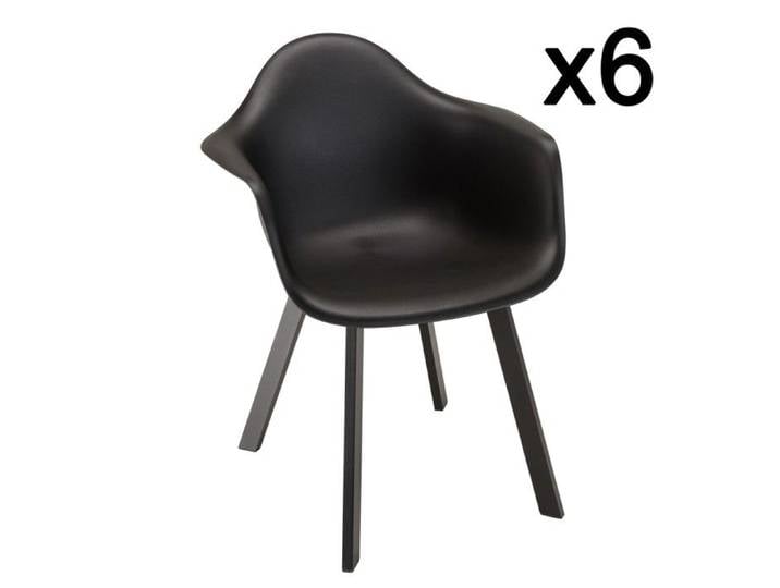MACABANE MALO - Lot de 6 fauteuils noirs dossier arrondi