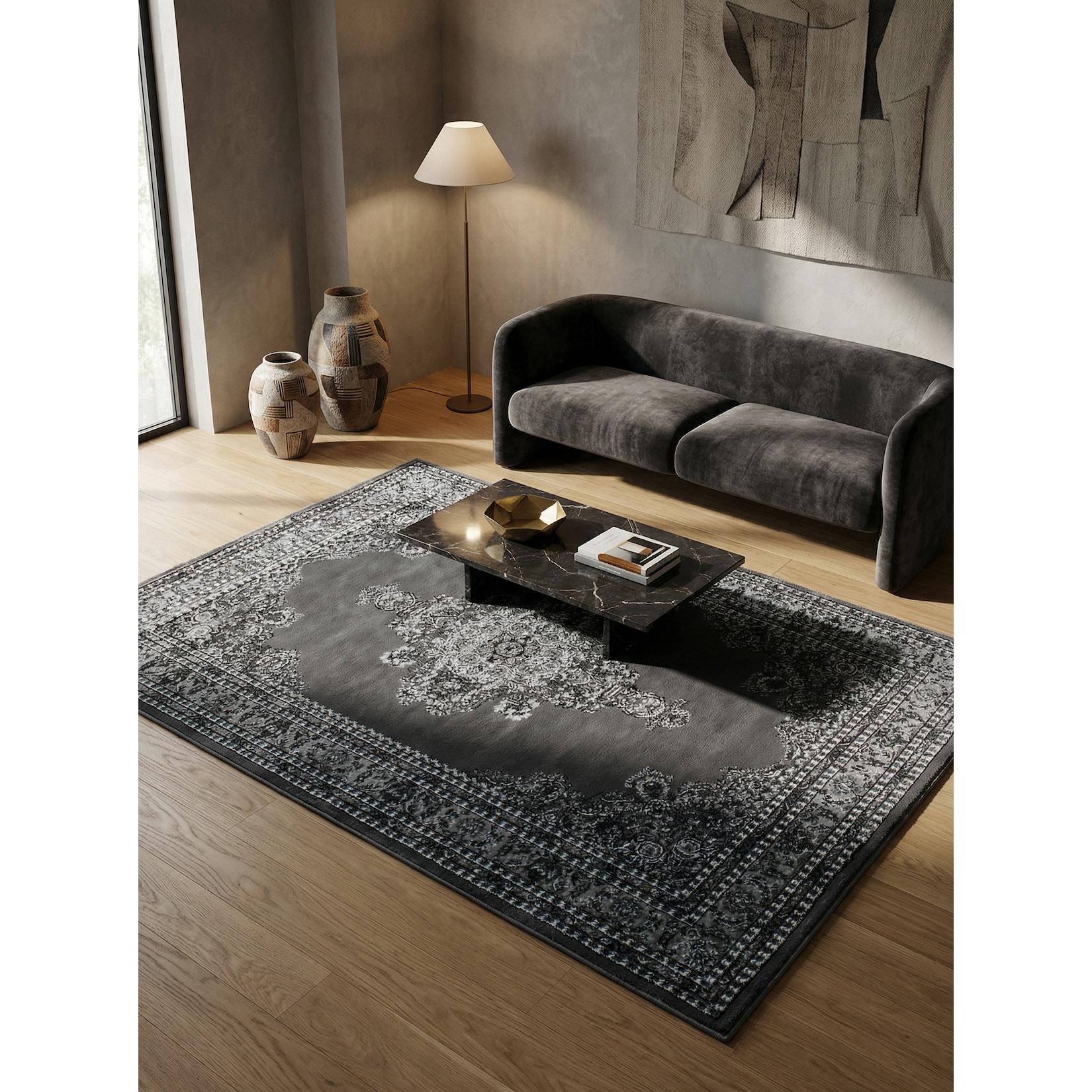 Kurzflorteppich TANNHEIM, orientalisch, Florhöhe 12 mm, Grau, 160 x 230 cm