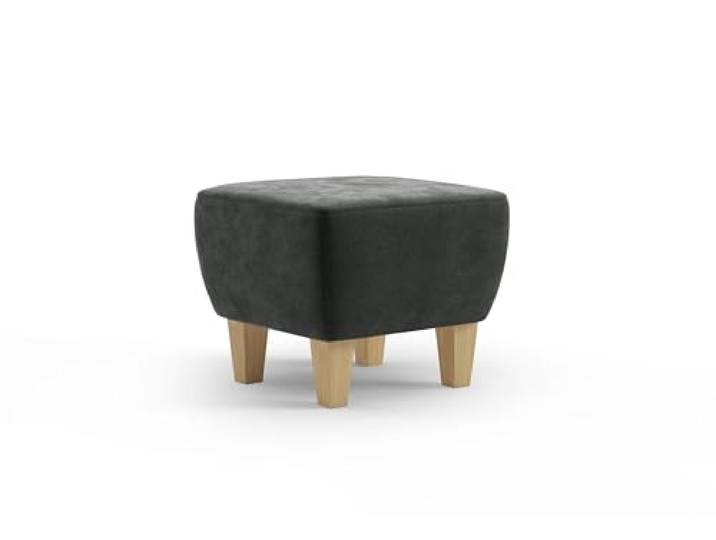 Cavadore Hocker Vida / Polsterhocker mit massiven Holzfüßen in Buche / 52 x 46 x 52 / Mikrofaser, Grauoliv