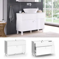 Vicco Waschtischunterschrank Sola 100,2 x 72,4 cm Weiß matt, modern, Badezimmer