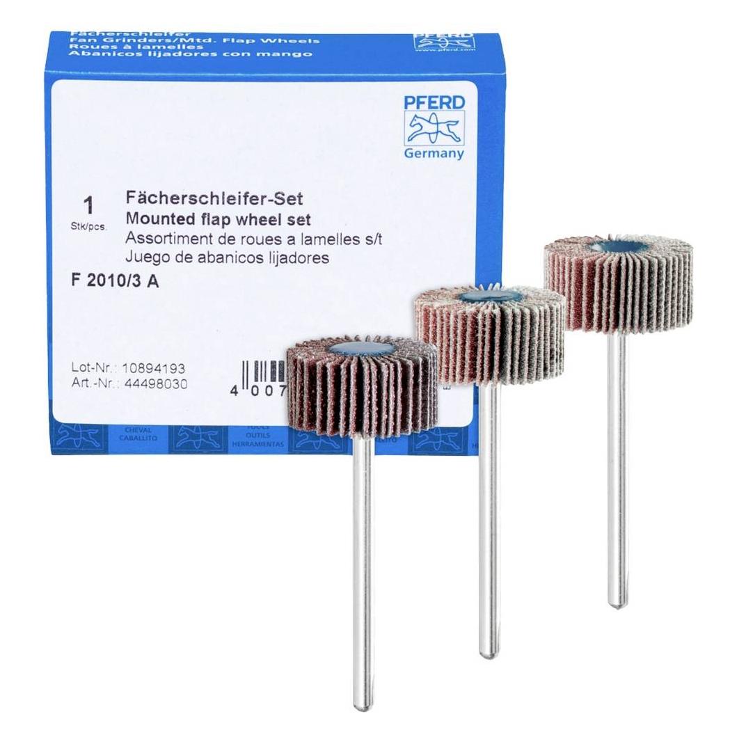 Pferd Fächerschleifer-Set Korund Ø20x10mm Schaft-Ø3mm (44498030)