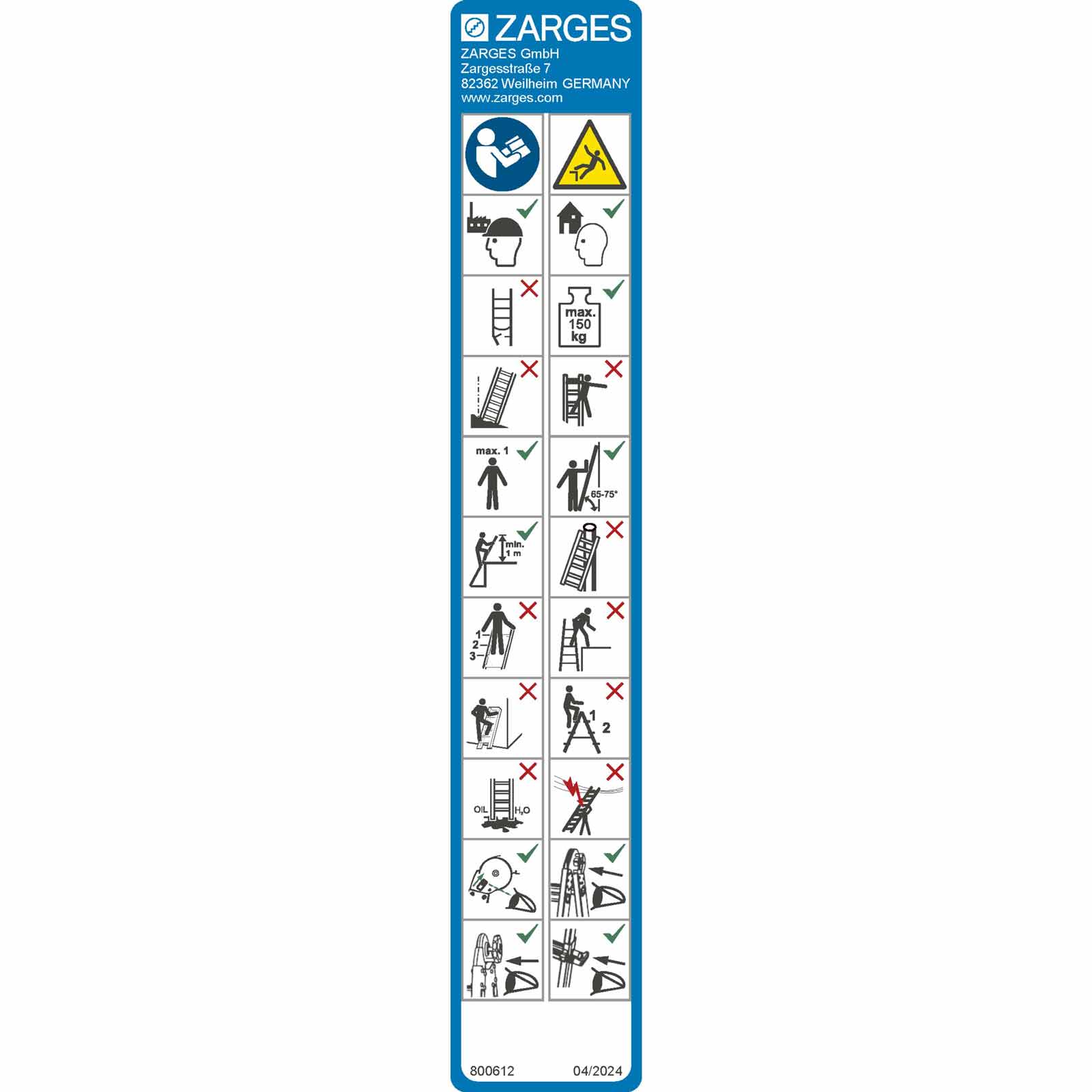 Zarges Hinweisschilder für Variomax V, Variotec V
