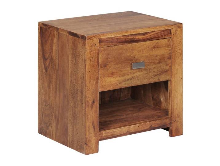 furnicato Nachttisch Nachtschrank Massivholz, Walnuss Finish 40x40x30 cm