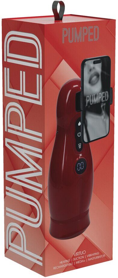 Pumped Virtuo - Suction and Vibration Masturbator Pump with Phone Attachment - Metallic Red