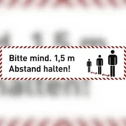 Fußbodenaufkleber Bitte mind. 1,5 m...,Folie m. Acrylatkleber,rutschh.,750x200mm