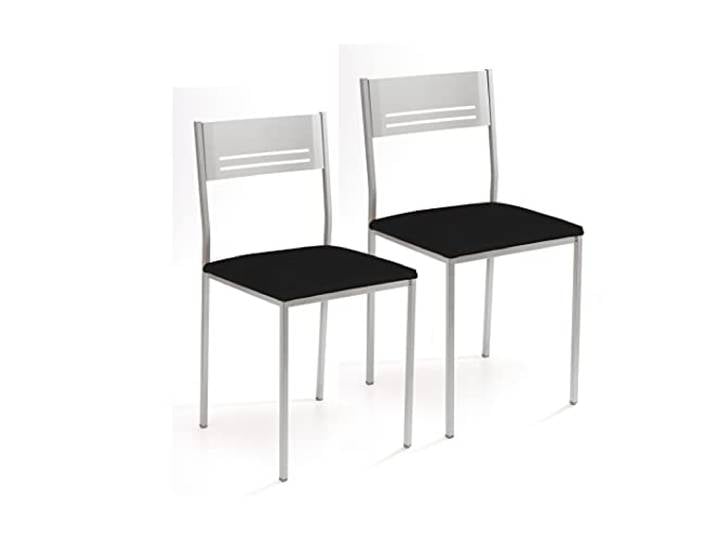 ASTIMESA Zwei Küchenstühle aus Metall, quadratisch, Kunstleder, Schwarz
