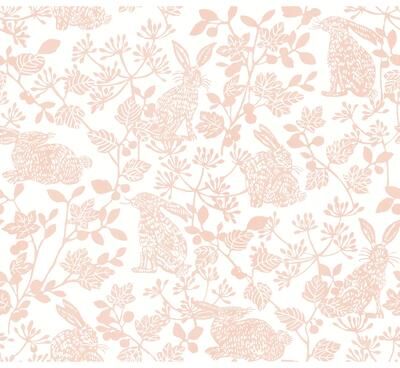 York Wallcoverings Pink Botanical Bunnies Peel and Stick Wallpaper
