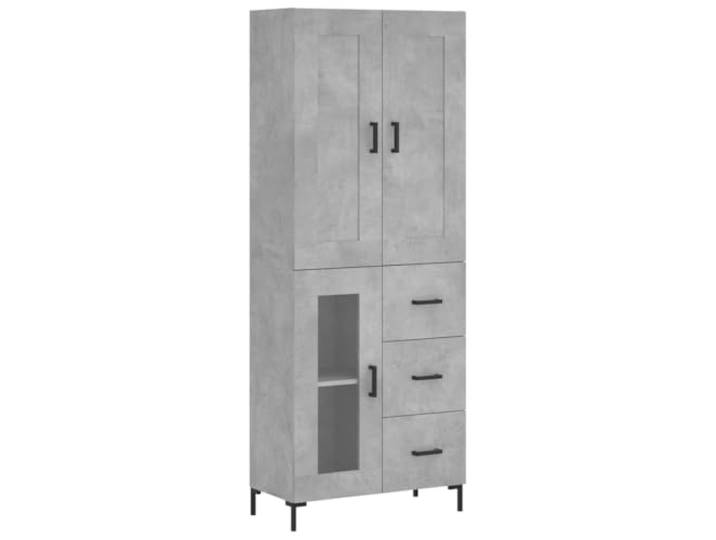 HGFDVCMR Highboard Betongrau 69,5x34x180 cm Schrank Set Holzwerkstoff Elegantes 2-teiliges Highboard in Betongrau für Wohnzimmer, robuster Holzwerkstoff mit Glas und stabilen Metallfüßen.