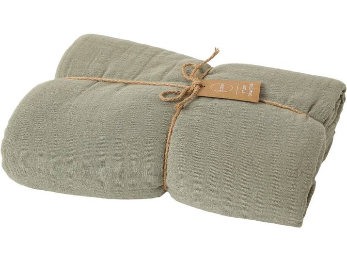 Tagesdecke ESMÉE Musselin 220 x 240 cm , grün (olivgrün), B:220cm L:240cm, Baumwolle, Tagesdecken, Tagesdecke
