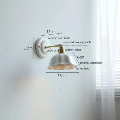 Uplift Treasures Modern LED Wall Lamp Floral Ceramic Bedside Light Fixture no Switch white Light