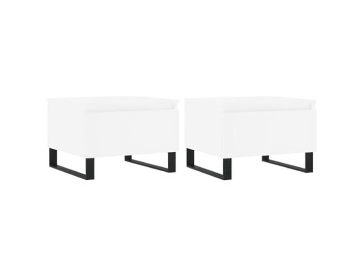 KUTYWEXFM 2er Set Couchtische Weiß Sofatisch mit Schublade 50x46x35 cm Praktisches Duo für Wohnzimmer und Schlafzimmer mit Auszug für Fernbedienungen und Lesestoff auf stabilem Metallgestell.