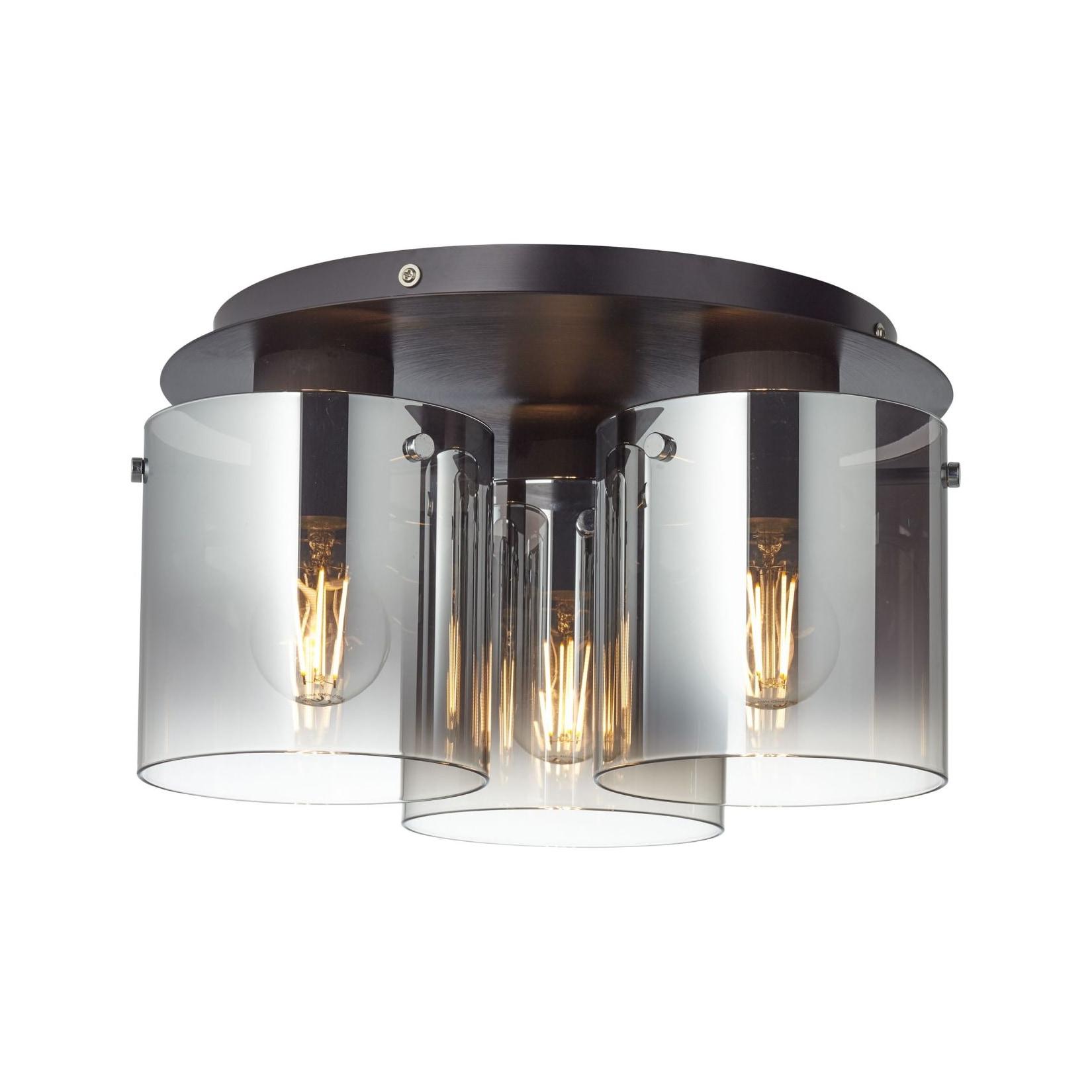 BRILLIANT Lampe Beth Deckenleuchte 35cm schwarz/rauchglas 3x A60, E27, 60W, g.f. Normallampen n. ent. Für LED-Leuchtmittel geeignet Dimmbar bei Verwendung geeigneter Leuchtmittel