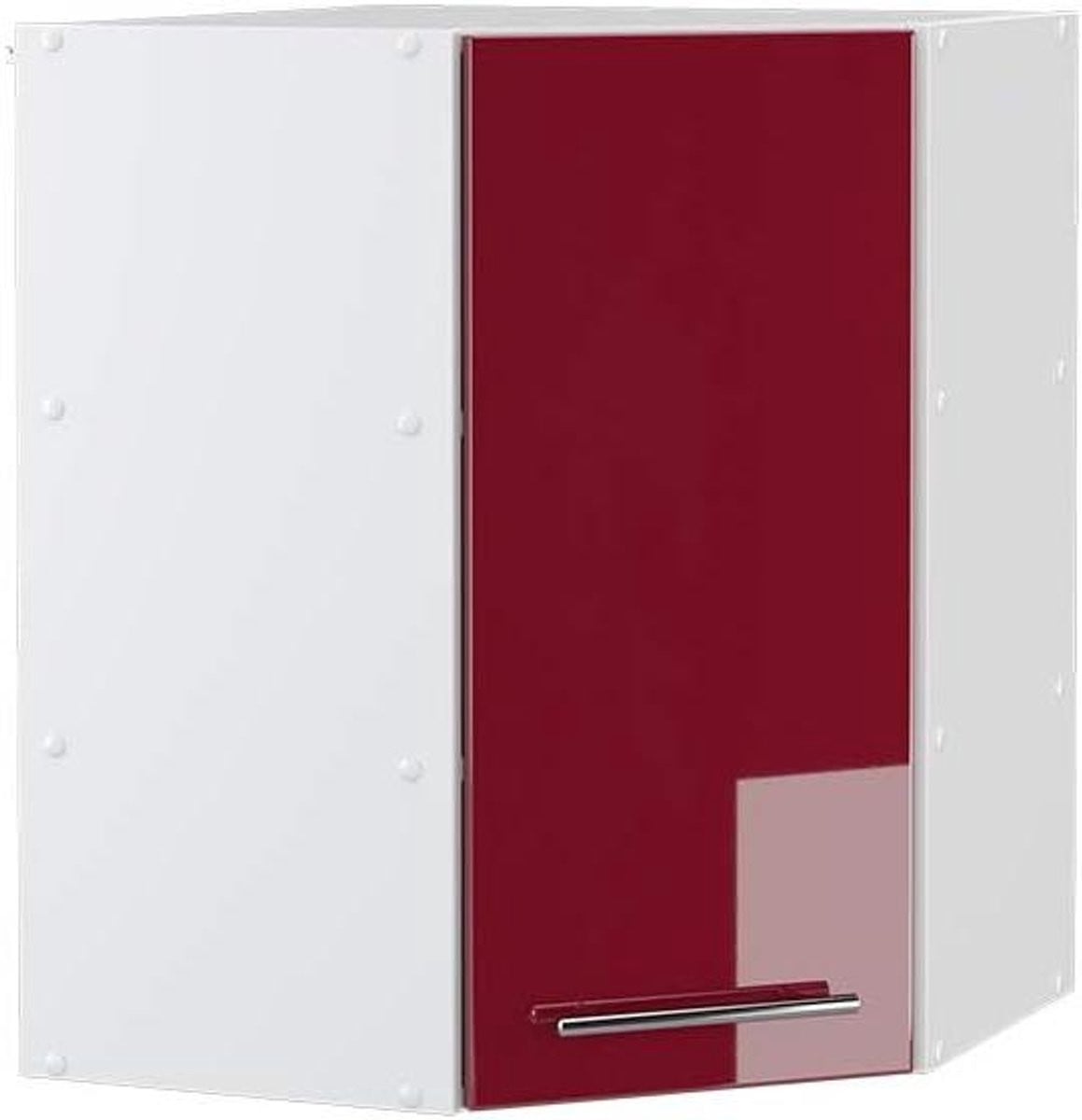 Bordeauxrode hoogglans hoek hangkast voor de keuken met soft-close scharnieren - 57 cm