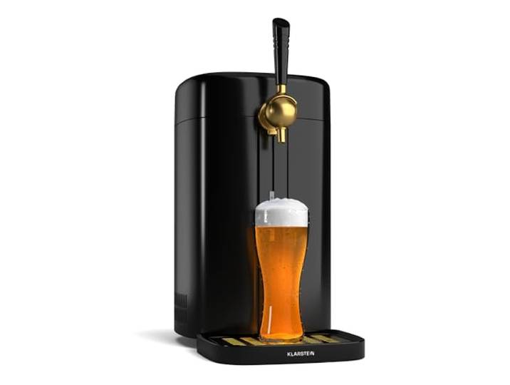 Klarstein FrostBrew Bierzapfanlage - 5L Bierzapfanlage mit CO₂-Drucksystem, Thermoelektrisches Kühlsystem, Temperaturregelung 3-12 °C, LED-Anzeige, Abnehmbare Tropfschale, Schwarz/Gold