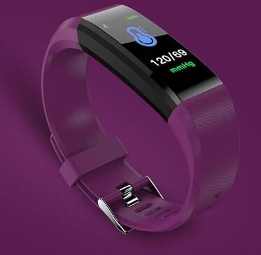 Inspired Deals 115Plus Smart Fitness Tracker With OLED Display Heart Rate Monitor Sleep Tracker Bluetooth Bracelet purple