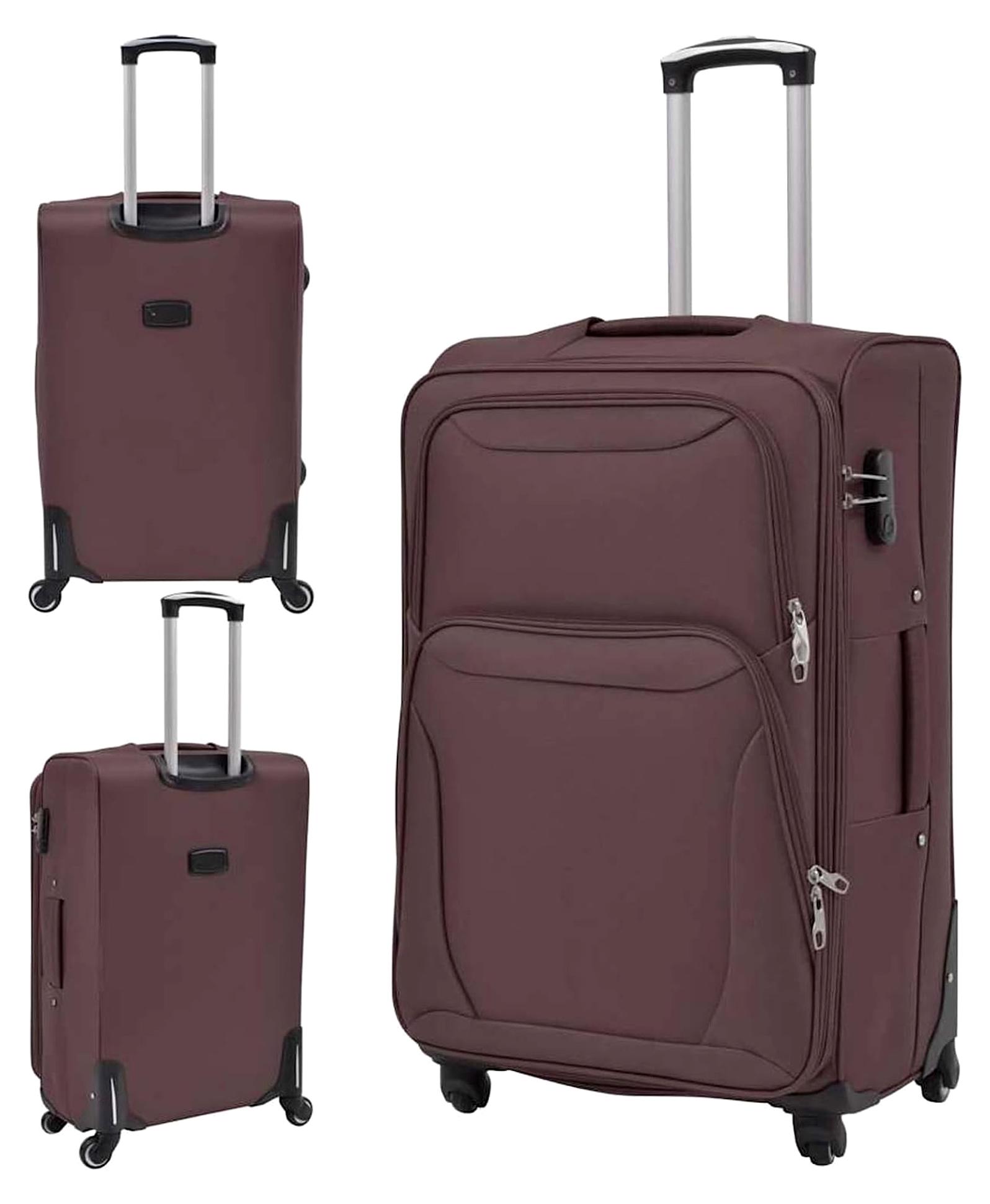 3-teiliges Weichgepäck Trolley-Set in Kaffeebraun