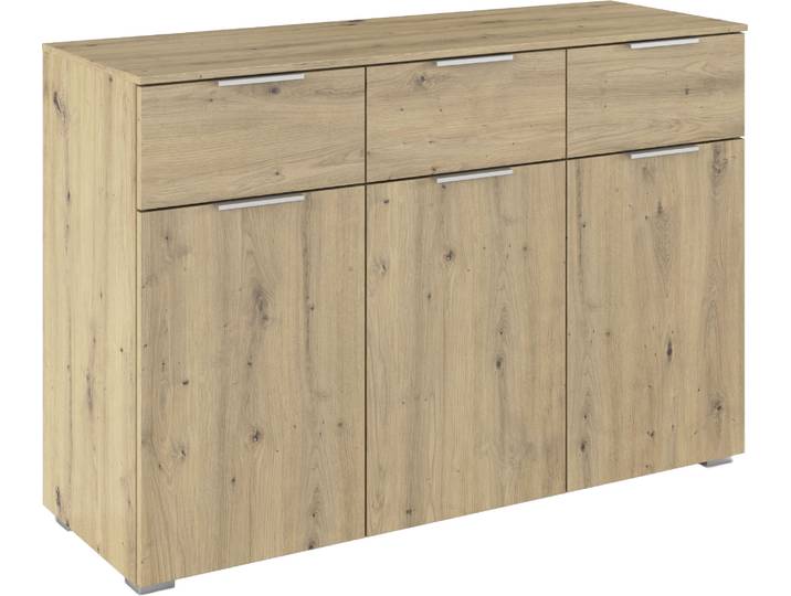Kombikommode GOODPRODUCT Kommode Sideboard Schubladenkommode Schlafzimmerkommode CORTONA , braun (eiche artisan), B:120cm H:81cm T:42cm, Holzwerkstoff, Sideboards, Kombikommode, mit 3 Schubladen und 3 verstellbaren Einlegeboden MADE IN GERMANY