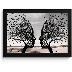 POSTER MIT RAHMEN Strand - Meer - Menschen - Baum - Moderne Kunst 30x20 cm