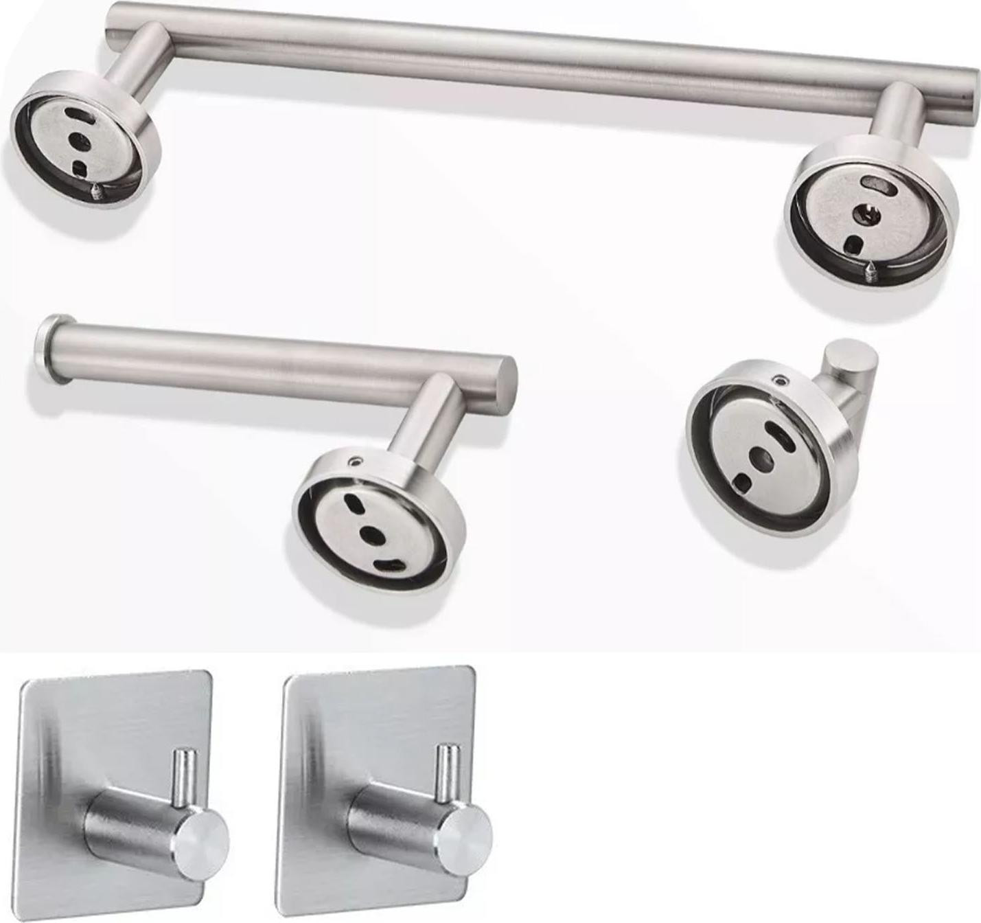 Cocosity Set van 5 badkameraccessoires, zilverkleurig