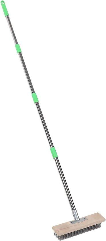 WAN Vloerschrobborstel Staal met Verstelbare Lange Steel en 30 cm Kop voor het Verwijderen van Onkruid en Hardnekkig Vuil