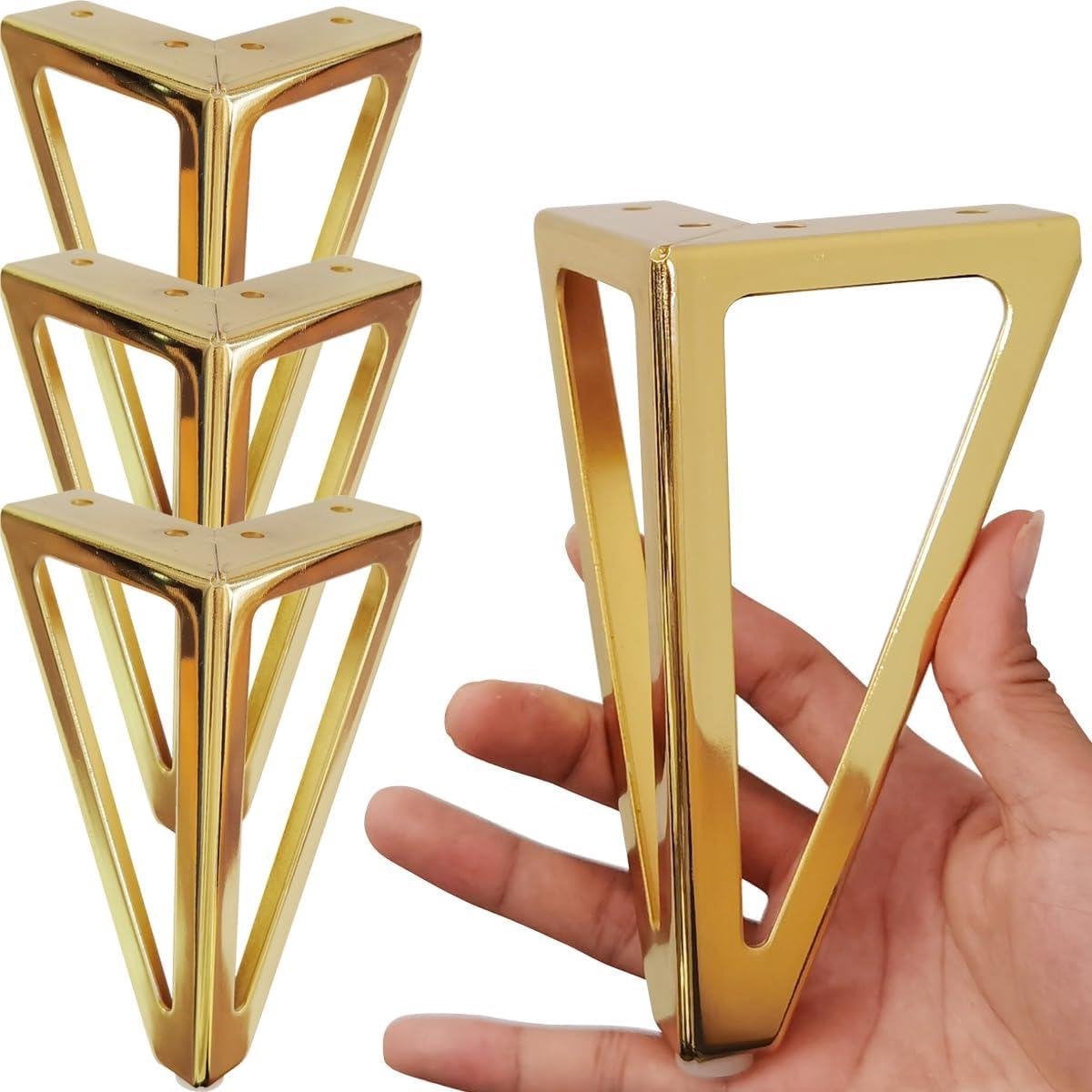 Meubelpoten Set Goud - Set van Metalen Meubelpoten voor Bank of Kast - Hoogte: 15 cm