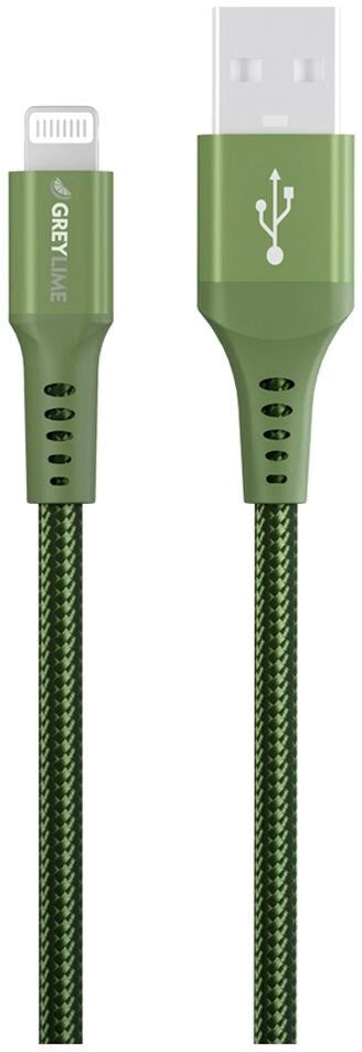 GreyLime 12W Braided USB-A til Lightning Kabel 50 centimeter - Grøn