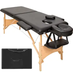 TECTAKE 2 Zonen Massageliege mit 5cm Polsterung und Holzgestellschwarz