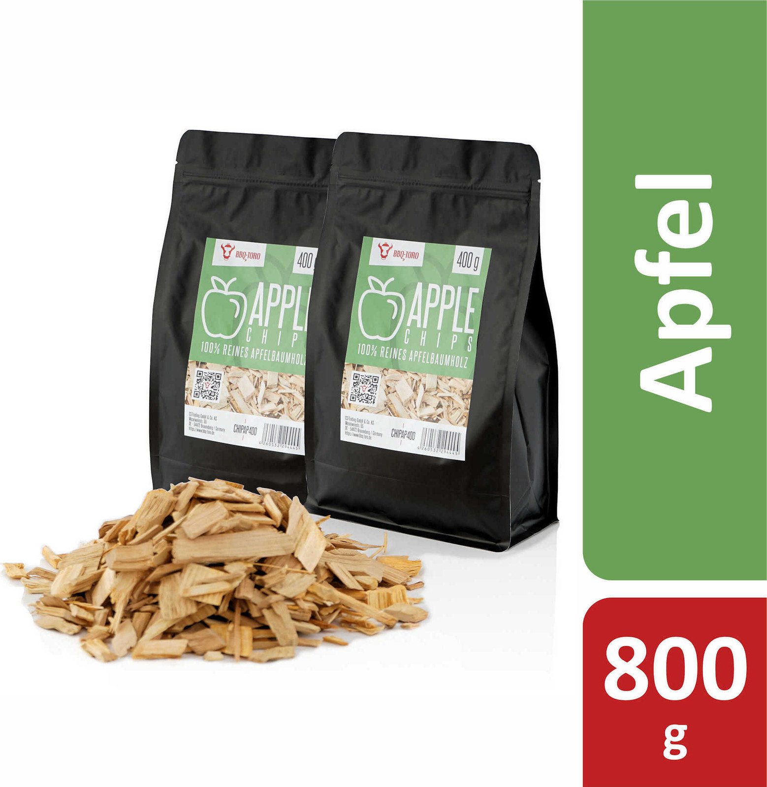 BBQ-Toro appelrookchips, 800 g, appelhout voor gasgrill, smoker en barbecue voor een intensieve rooksmaak