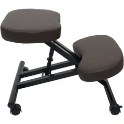 Kniestuhl MCW-E10, Sitzhocker Kniehocker, höhenverstellbar Rollen Kunstleder Metall MVG-zertifiziert ~ dunkelbraun