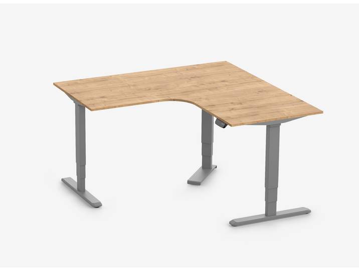 Primus Eckschreibtisch, Gestell Grau, Tischplatte 1800/800 x 1780/800 Eiche