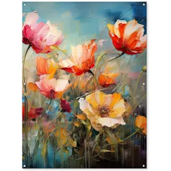 GARTENPOSTER Blumen - Aquarell - Kunst - Botanisch - Natur Gartendekoration 120x160 cm